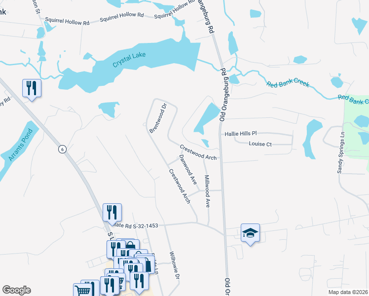 map of restaurants, bars, coffee shops, grocery stores, and more near 604 Crestwood Arch in Lexington