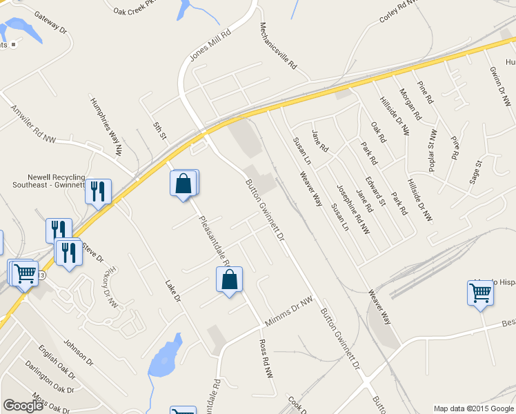 map of restaurants, bars, coffee shops, grocery stores, and more near 4392 Diane Drive in Atlanta