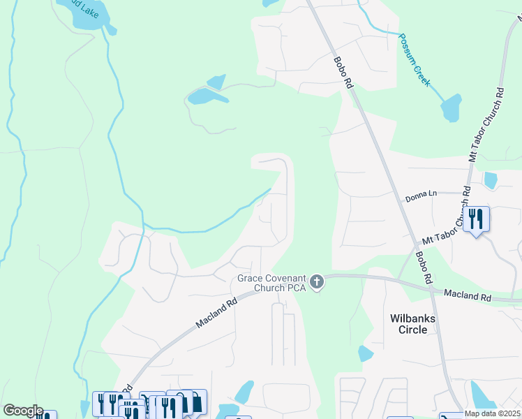 map of restaurants, bars, coffee shops, grocery stores, and more near 60 Donegal Court in Dallas