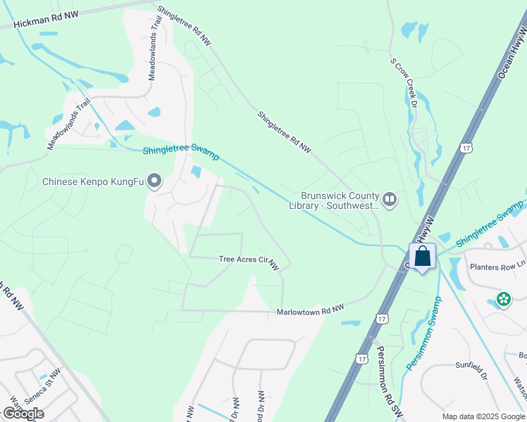 map of restaurants, bars, coffee shops, grocery stores, and more near 430 Tree Acres Circle Northwest in Calabash