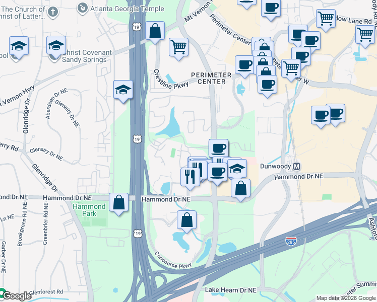map of restaurants, bars, coffee shops, grocery stores, and more near 904 Garden Court in Atlanta