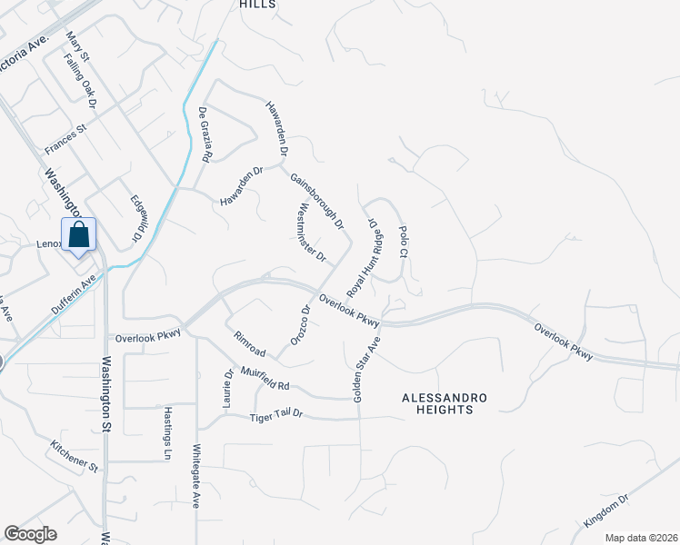 map of restaurants, bars, coffee shops, grocery stores, and more near 6926 Orozco Drive in Riverside