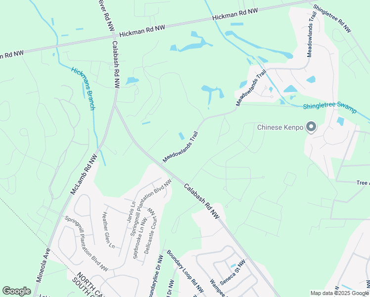 map of restaurants, bars, coffee shops, grocery stores, and more near 1076 Meadowlands Trail in Calabash