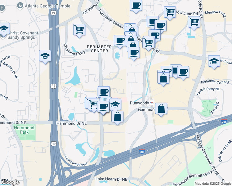 map of restaurants, bars, coffee shops, grocery stores, and more near 707 Dunwoody Chace in Atlanta