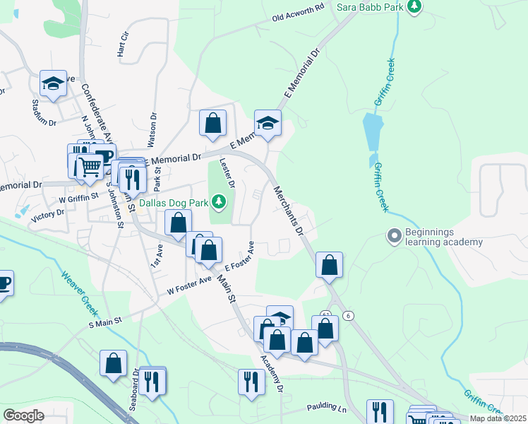 map of restaurants, bars, coffee shops, grocery stores, and more near 365 East Foster Avenue in Dallas
