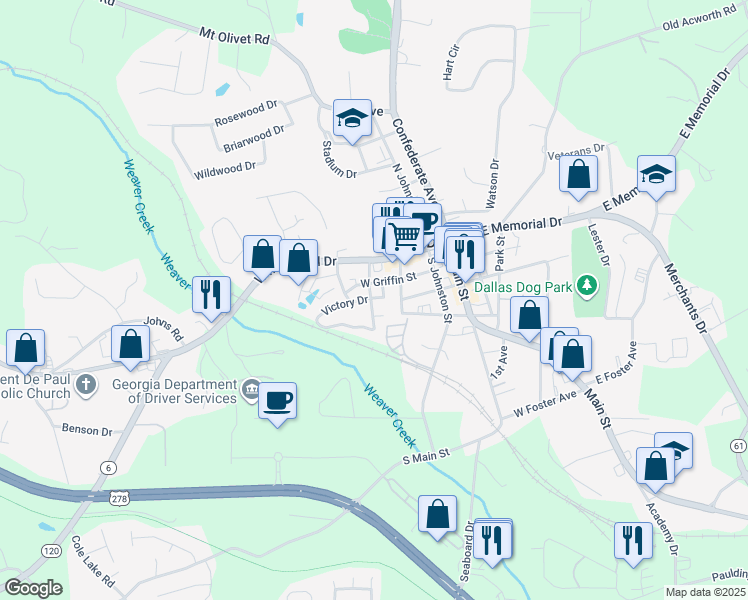 map of restaurants, bars, coffee shops, grocery stores, and more near 350 South Street in Dallas