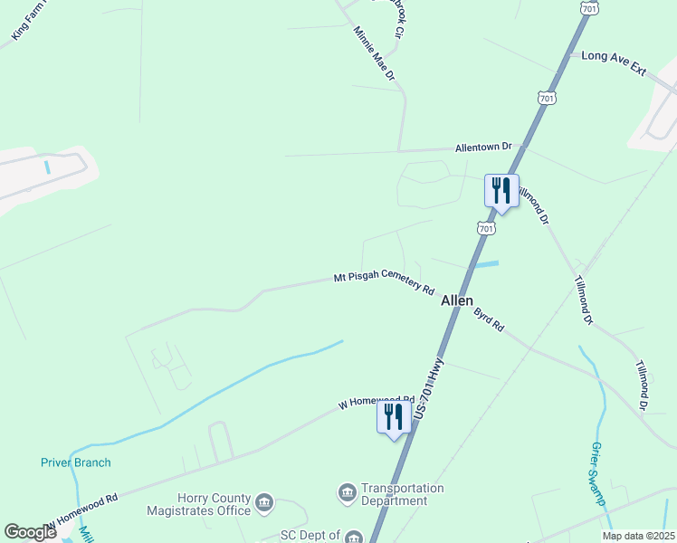 map of restaurants, bars, coffee shops, grocery stores, and more near 3658 Mount Pisgah Cemetery Road in Conway