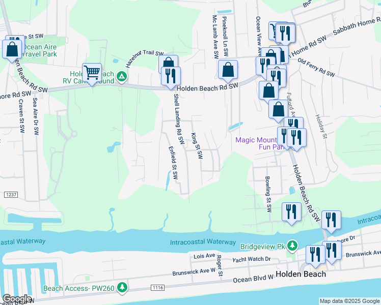 map of restaurants, bars, coffee shops, grocery stores, and more near 2960 Shell Landing Road Southwest in Supply