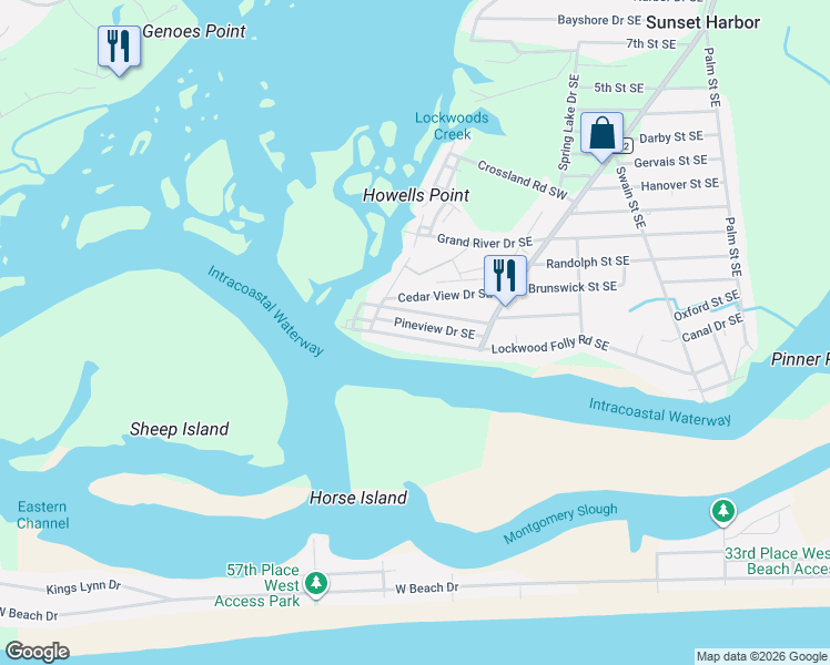 map of restaurants, bars, coffee shops, grocery stores, and more near 420 Lockwood Folly Rd SE in Bolivia