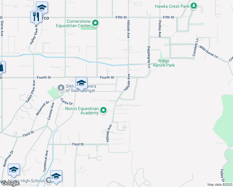 map of restaurants, bars, coffee shops, grocery stores, and more near 772 Garden Grove Avenue in Norco