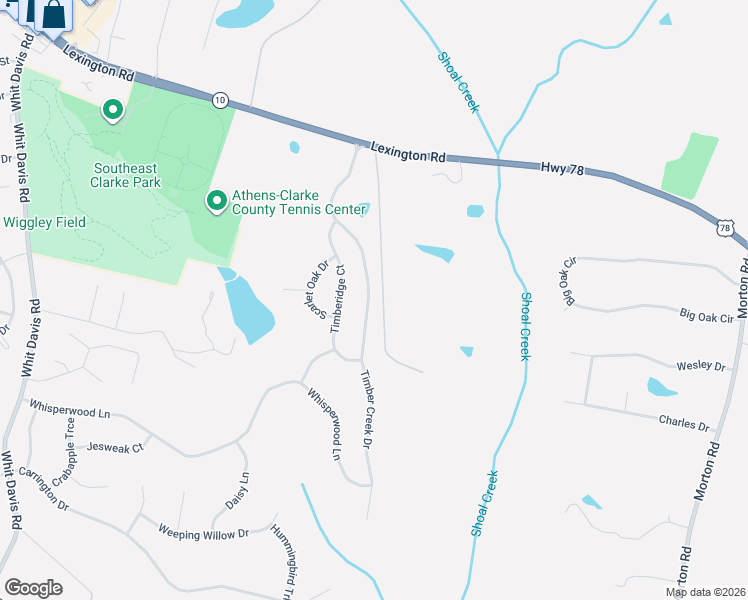 map of restaurants, bars, coffee shops, grocery stores, and more near 281 Timber Creek Drive in Athens
