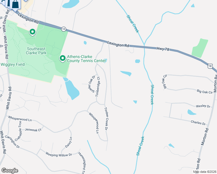 map of restaurants, bars, coffee shops, grocery stores, and more near 281 Timber Creek Drive in Athens