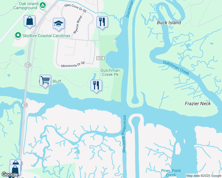 map of restaurants, bars, coffee shops, grocery stores, and more near 5009 Nester Drive in Southport