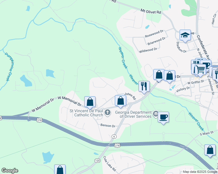 map of restaurants, bars, coffee shops, grocery stores, and more near 4095 Woodland Drive in Dallas