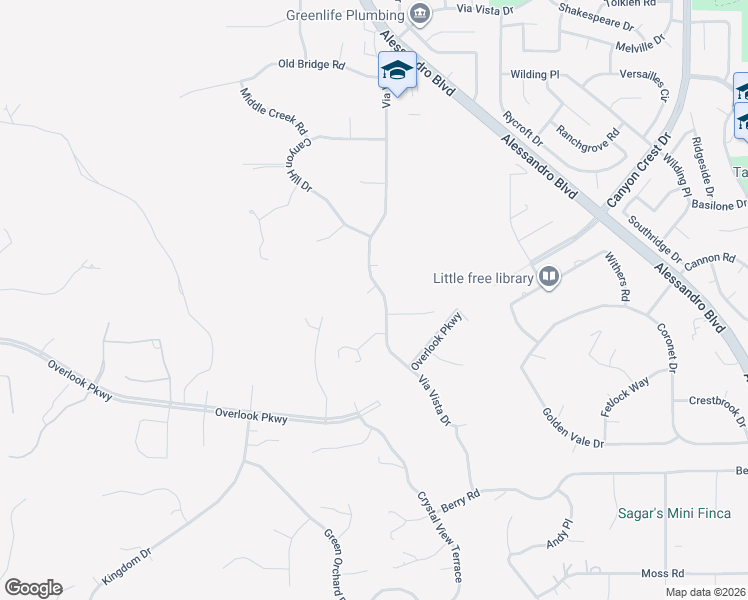 map of restaurants, bars, coffee shops, grocery stores, and more near 1722 Skyhawk Place in Riverside
