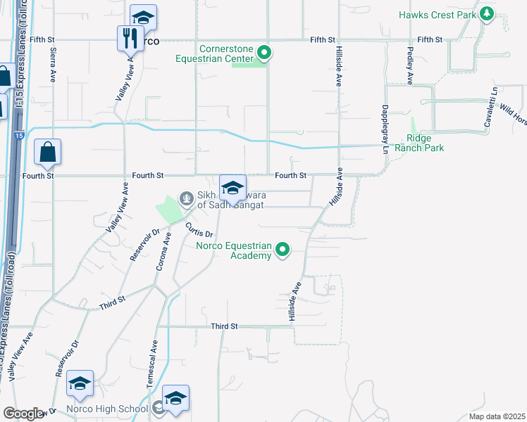 map of restaurants, bars, coffee shops, grocery stores, and more near 900 Garden Grove Avenue in Norco