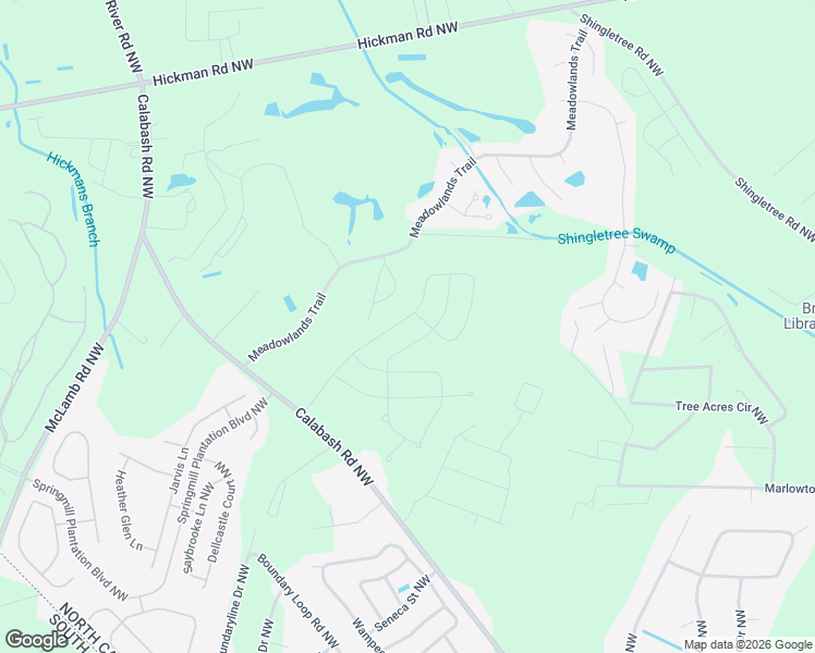 map of restaurants, bars, coffee shops, grocery stores, and more near 1067 Ridge Walk Way Northwest in Calabash