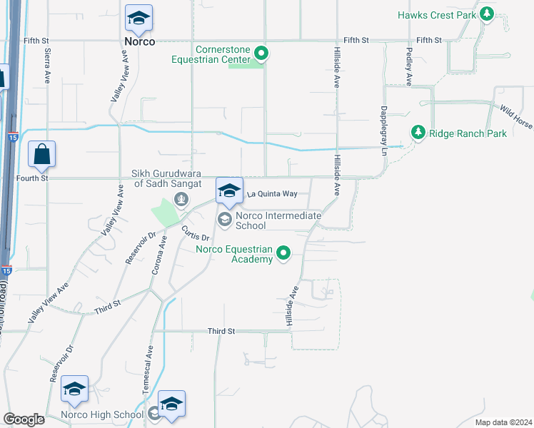 map of restaurants, bars, coffee shops, grocery stores, and more near 900 Garden Grove Avenue in Norco