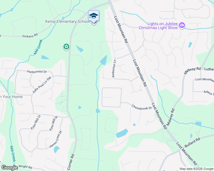 map of restaurants, bars, coffee shops, grocery stores, and more near 1476 Chaseway Circle in Powder Springs