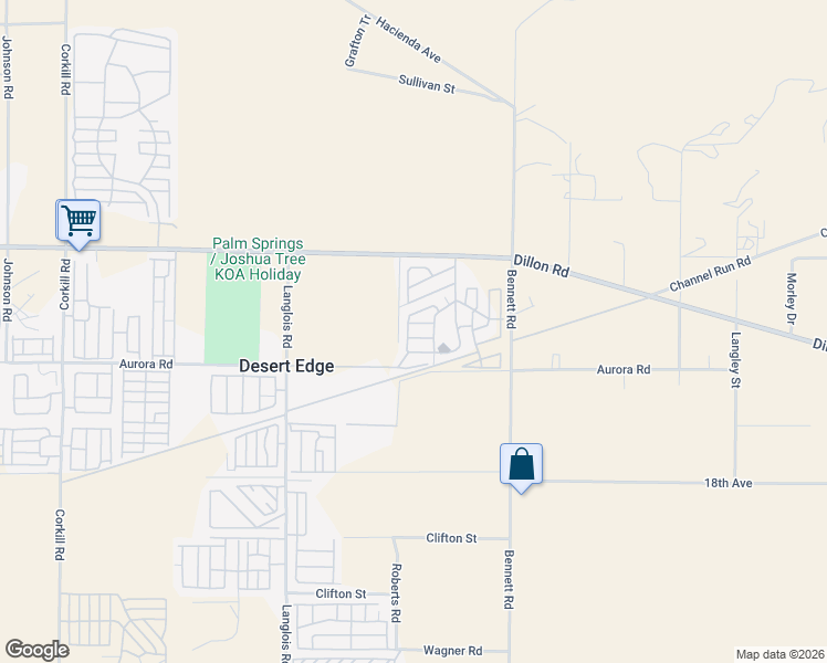 map of restaurants, bars, coffee shops, grocery stores, and more near 70875 Dillon Road in Desert Hot Springs