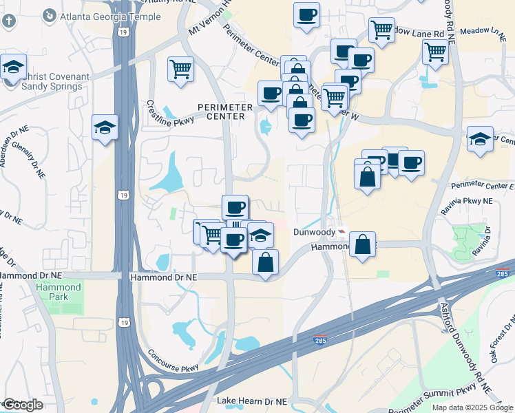 map of restaurants, bars, coffee shops, grocery stores, and more near 707 Dunwoody Chace in Atlanta