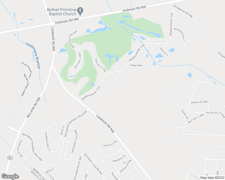 map of restaurants, bars, coffee shops, grocery stores, and more near 1074 Ridge Walk Way Northwest in Calabash