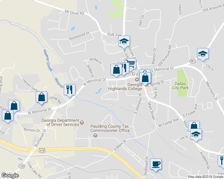 map of restaurants, bars, coffee shops, grocery stores, and more near 360 West Griffin Street in Dallas