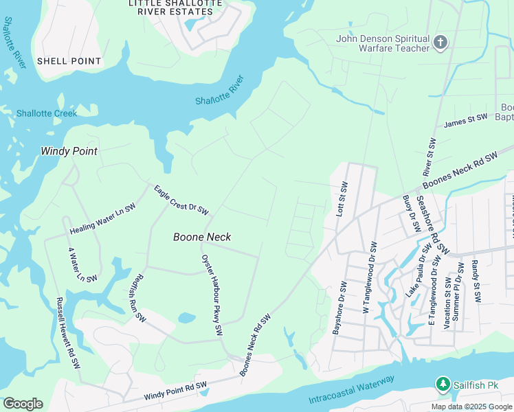 map of restaurants, bars, coffee shops, grocery stores, and more near 3368 Stone Crab Court Southwest in Brunswick County