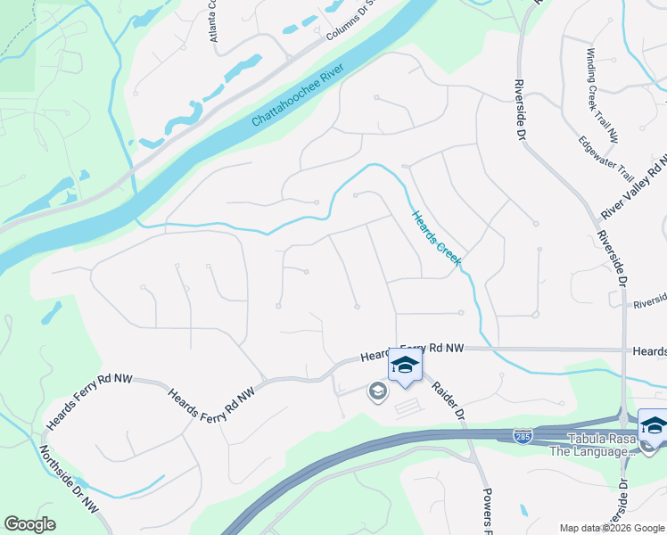 map of restaurants, bars, coffee shops, grocery stores, and more near 985 Ivy Falls Drive Northwest in Sandy Springs