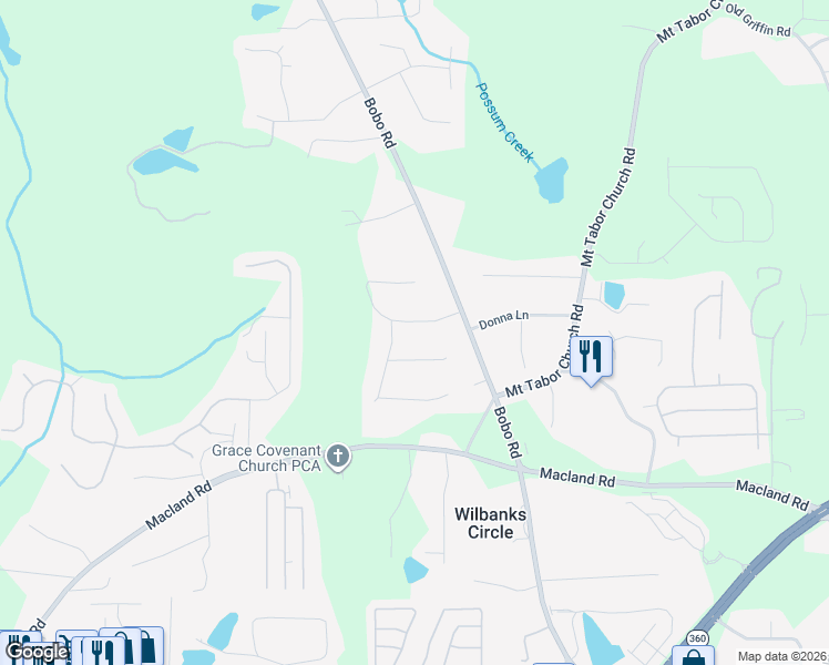map of restaurants, bars, coffee shops, grocery stores, and more near 123 Tammy Drive in Dallas
