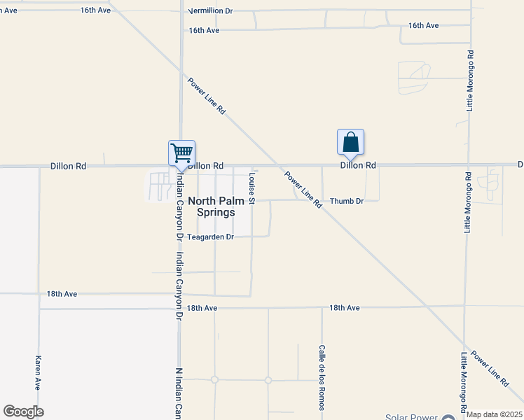 map of restaurants, bars, coffee shops, grocery stores, and more near Louise Street in Desert Hot Springs