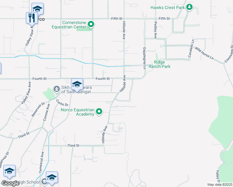 map of restaurants, bars, coffee shops, grocery stores, and more near in Norco