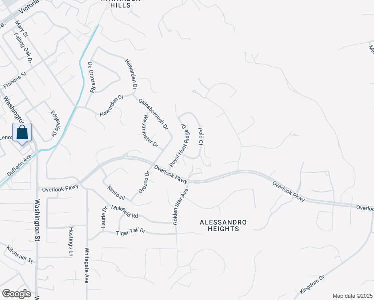 map of restaurants, bars, coffee shops, grocery stores, and more near 6920 Royal Hunt Ridge Drive in Riverside