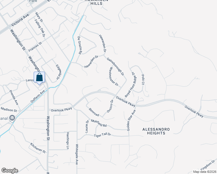 map of restaurants, bars, coffee shops, grocery stores, and more near 1389 Ocotillo Drive in Riverside