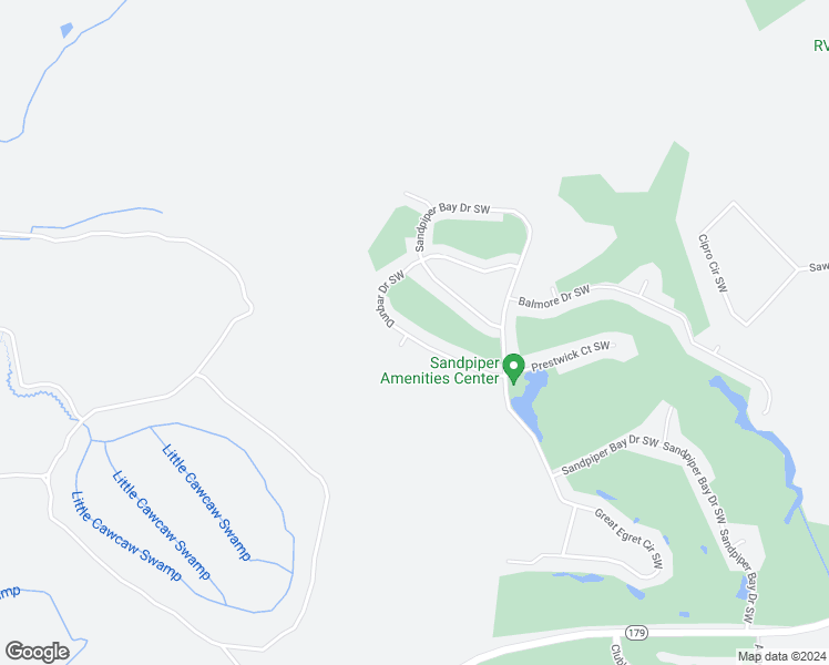 map of restaurants, bars, coffee shops, grocery stores, and more near 7568 Dunbar Drive Southwest in Sunset Beach