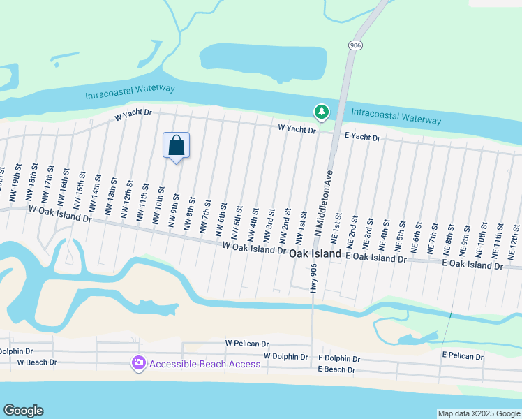 map of restaurants, bars, coffee shops, grocery stores, and more near 122 Northwest 4th Street in Oak Island