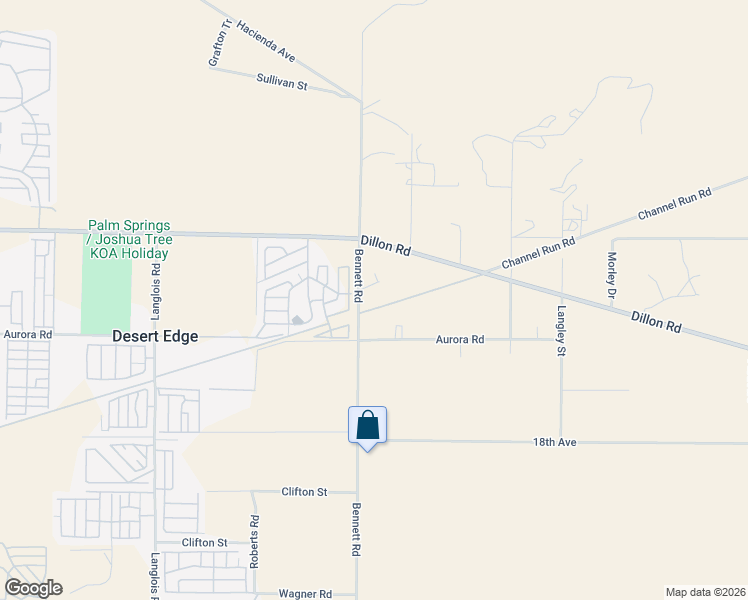 map of restaurants, bars, coffee shops, grocery stores, and more near Bennett Road in Riverside County