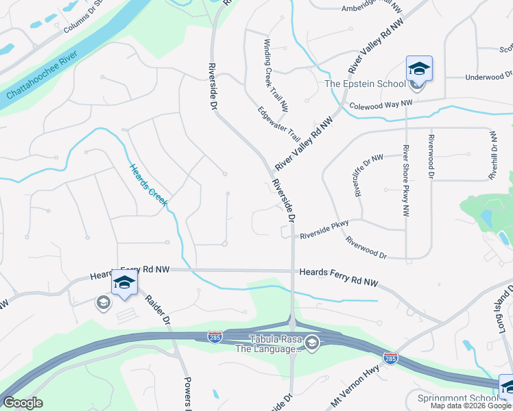 map of restaurants, bars, coffee shops, grocery stores, and more near 35 Old Stratton Chase in Sandy Springs