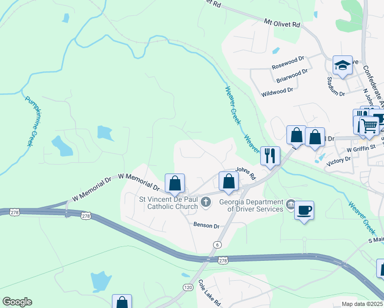 map of restaurants, bars, coffee shops, grocery stores, and more near 4250 Woodland Drive in Dallas