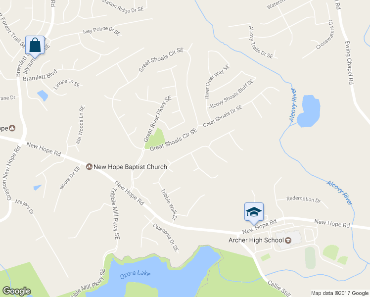 map of restaurants, bars, coffee shops, grocery stores, and more near 1975 Tribble Walk Drive in Lawrenceville