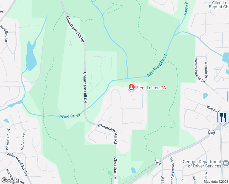map of restaurants, bars, coffee shops, grocery stores, and more near 1441 Livingston Drive Southwest in Marietta