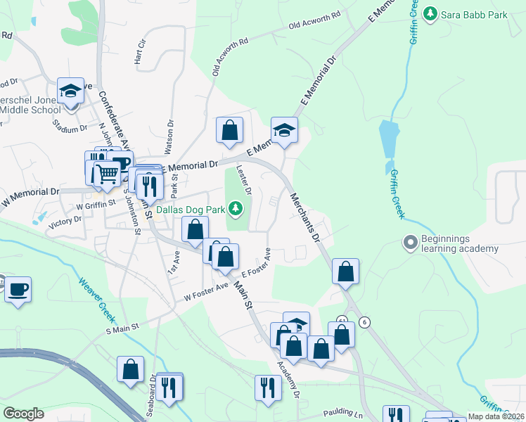 map of restaurants, bars, coffee shops, grocery stores, and more near 112 Cobblestone Drive in Dallas