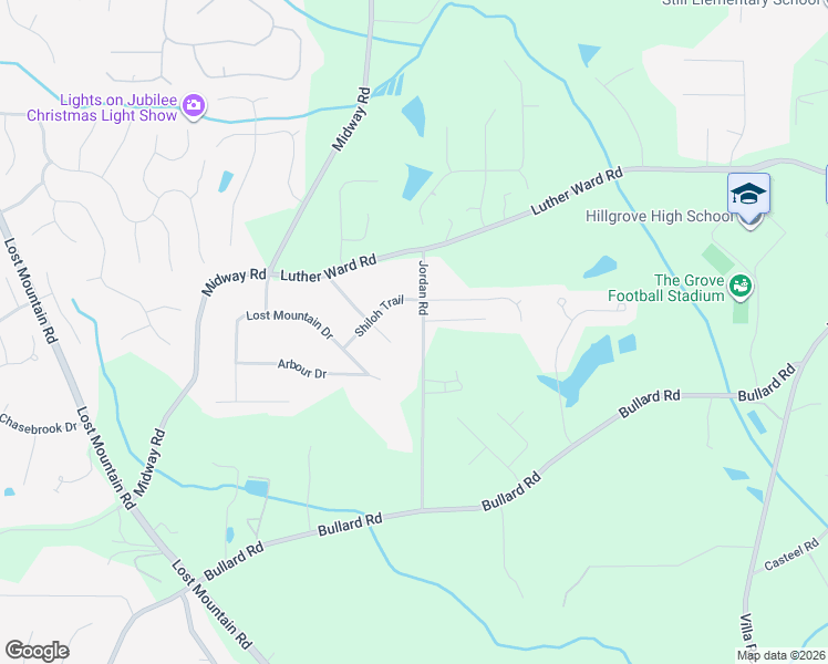 map of restaurants, bars, coffee shops, grocery stores, and more near 1293 Lost Mountain Terrace in Powder Springs