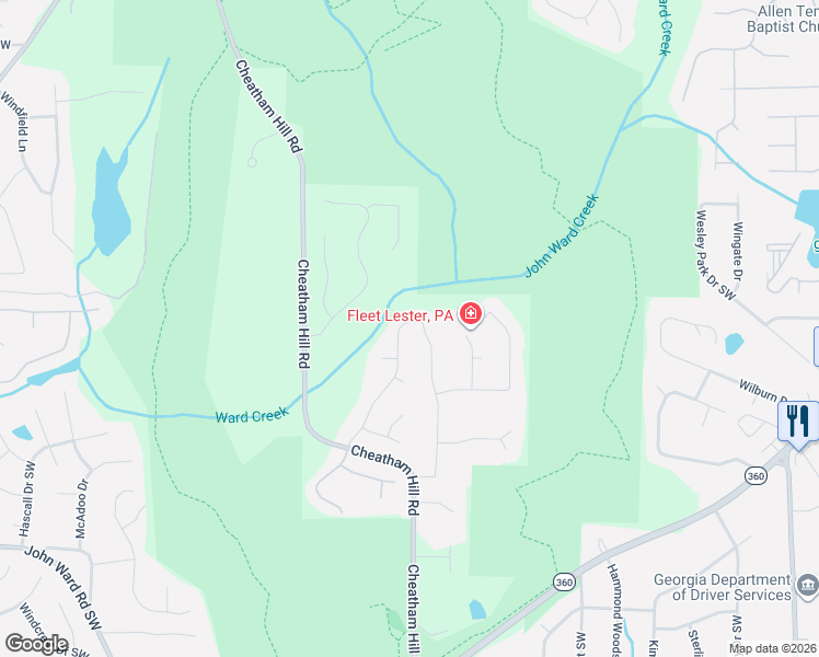 map of restaurants, bars, coffee shops, grocery stores, and more near 1441 Livingston Drive Southwest in Marietta