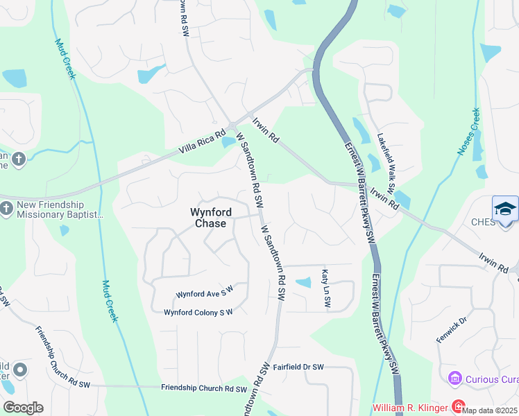 map of restaurants, bars, coffee shops, grocery stores, and more near West Sandtown Road Southwest in Marietta