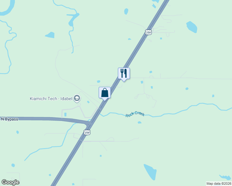 map of restaurants, bars, coffee shops, grocery stores, and more near 3205 Northeast Lincoln Road in Idabel