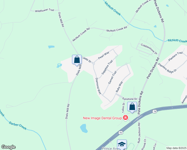 map of restaurants, bars, coffee shops, grocery stores, and more near 1060 Diamond Way in Bogart