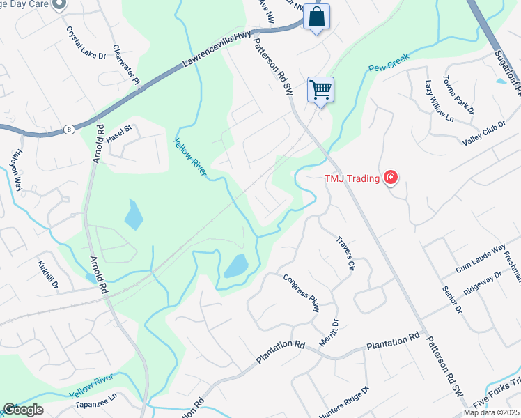 map of restaurants, bars, coffee shops, grocery stores, and more near 193 Patterson Close Court in Lawrenceville