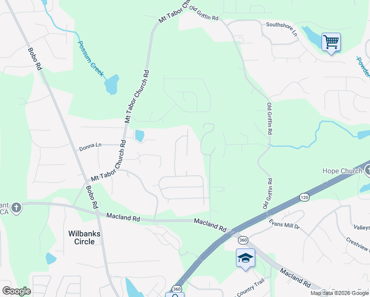 map of restaurants, bars, coffee shops, grocery stores, and more near 89 Timberland Trace Way in Dallas