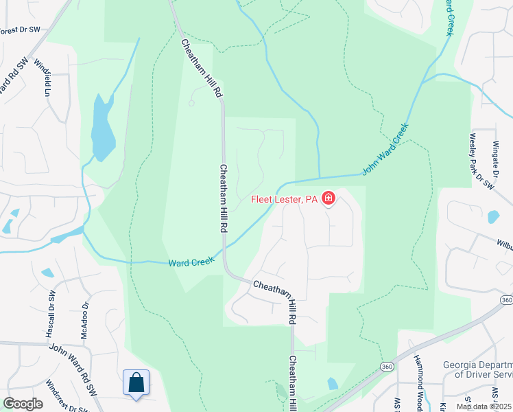 map of restaurants, bars, coffee shops, grocery stores, and more near 1187 Ward Creek Drive Southwest in Marietta